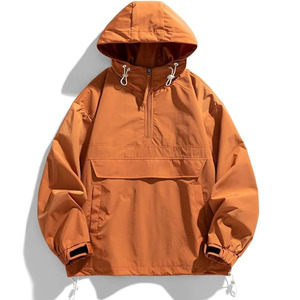 Oversize Orange Ski Hoodie Men Waterproof Windproof Breathable Snow Jacket Customized Zip Pockets Lift Pass Pocket - Product Image 1