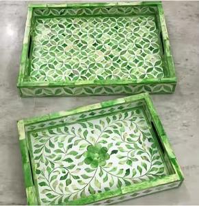 Ensemble de plateaux en bois imprimés de nouveau design pour le petit-déjeuner et le dîner, pour un usage domestique, plateaux de service - Product Image 1