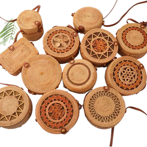 Elegant and Durable <b>Wicker</b> round Cross <b>Bags</b> for Fashion-Conscious Women Made in Viet Nam Floral Style - Product Image 2