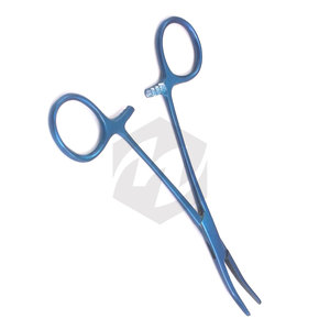 Instrumento quirúrgico de acero inoxidable de alta calidad de 5,5 \ ", pinzas hemostáticas curvadas azules, abrazaderas de bloqueo Manual, médico duradero - Product Image 5