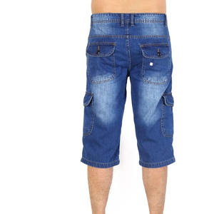 <b>Denim</b> <b>Cargo</b> <b>Shorts</b> Men's Streetwear Summer Custom Fashion Loose Pockets Mid Waist Breathable Solid Streetwear with Custom Logo - Product Image 3