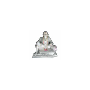 รูปปั้นชิร์ดี ไซบาบา ทำจากหินอ่อนสีขาว งานฝีมือสำหรับบูชาที่บ้าน - Product Image 1