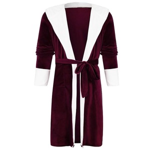 Robe en flanelle chaude hiver maison vêtements de nuit femmes imprimer à manches longues peignoir Kimono Robe avec ceinture vêtements de détente femme - Product Image 4