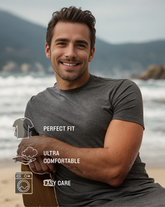 Camiseta de manga corta con estampado gráfico personalizado para hombre, camiseta ajustada Premium supersuave de tres mezclas para hombre - Product Image 6