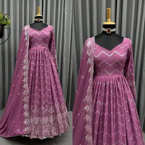 FULPARI印度供应商优质设计师特殊场合穿Anarkali套装女式乔其纱套装