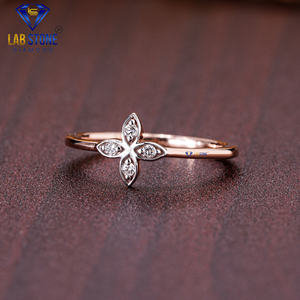 Lab-Stone Party Wear Bague en diamant 0.05 TDW Diamant taille ronde Or rose 18kt Couleur EF-VS - Product Image 2