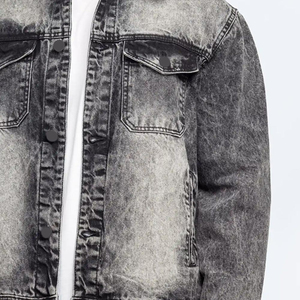 Veste en jean d'hiver sur mesure en gros pour hommes, position du logo sur le devant réglable, streetwear en coton, couleur et logo personnalisés - Product Image 5