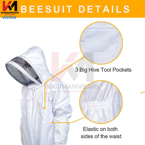 Traje de apicultura Ventilado Protección de 3 capas Velo de esgrima de seguridad Suministros de apicultura profesional Guantes de traje de abeja de cuerpo completo OEM - Product Image 3