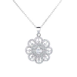Collana con Ciondolo a Fiore in Argento Sterling Vintage per Matrimoni - Product Image 1