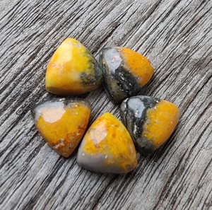 Wholesale Lavira Natural Bumblebee Jasper Trillion Cut Cabochon High Flat Back Calibrated Gemstone ID 8mm 14mm Sizes Loose - Product Image 5