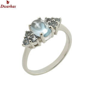 Anillo de piedras preciosas múltiples de Prehnita natural de Plata de Ley 925 de diseño de lujo - Product Image 3