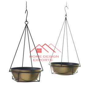 Soporte para maceta a precio de venta al por mayor barato, accesorios de decoración para jardín de Hotel en casa, colgante de Metal de diseño Simple con acabado de cobre - Product Image 3