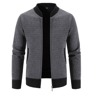 Conception de logo personnalisée, cardigan en cachemire d'hiver, veste en tricot, broderie, fermeture éclair pour homme, coupe ajustée, coton, veste pour homme, pull en tricot - Product Image 4