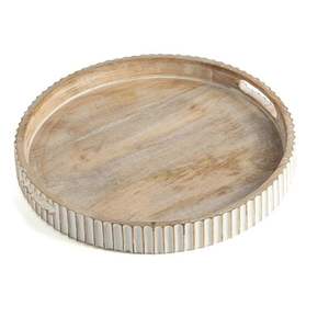 Plateau de service en bois de forme ronde et supports pour la maison hôtel et restaurant prix de gros plateau de cuisine en bois sans danger pour les aliments - Product Image 3
