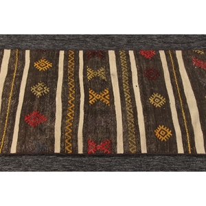 พรมตุรกี, พรมวินเทจขนาดเล็ก 1.9x9 ฟุต, พรมลายเรขาคณิตสีน้ำตาลรุ้ง - Product Image 5