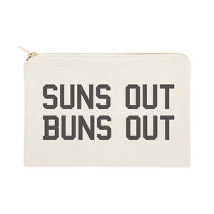 Bolsa de Maquillaje Colgante Portátil Ecológica de Gran Capacidad de Lona de Algodón Sun's Out Buns con Logotipo Personalizado y Patrón de Letras - Product Image 1