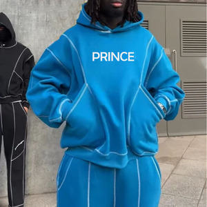 Prince Industry OEM Personnalisé Unisexe Coutures Contrastées Sweat à Capuche Surdimensionné et Jogger Pantalon de Survêtement Ensemble Survêtement Hommes - Product Image 6