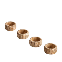 Ensemble de 4 ronds de serviette en rotin de Style rustique tressé à la main rond de serviette en rotin naturel pour la décoration de Table