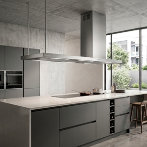 Hotte aspirante électrique en acier inoxydable au design italien, faible niveau sonore, 146x60cm, ELEA ISOLA, éclairage LED de haute qualité, cheminée de cuisine - Product Image 3