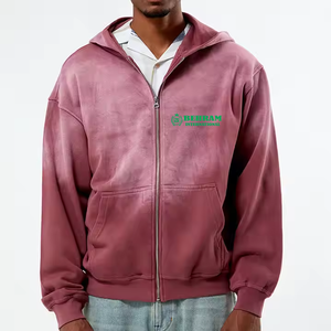 Sweat à capuche personnalisé 100% coton 450 GSM, poids lourd, respirant, séchage rapide, fermeture éclair, impression de logo sur le devant, unisexe, streetwear d'hiver - Product Image 3