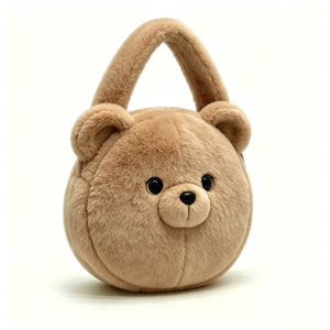 customized <b>Light</b> brown bear plush handbag,Round bear plush bag,Plush bear handbag with <b>rope</b> handles,Cute teddy bear plush bag - Product Image 6