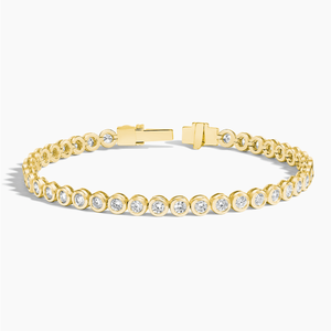Elegante pulsera de diamantes de moissanita de corte redondo VVS chapada en oro amarillo en plata de ley S925 joyería helada para mujer - Product Image 2