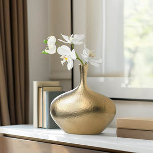 Florero chapado en oro de alta calidad con diseño único y florero de alta calidad para la decoración del hogar y el hotel de la India 2025 - Product Image 1
