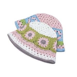 2025 unisexe été coton seau chapeau nouvelle plage vacances Style camionneur parasol rose bleu tricot Crochet Performance cyclisme - Product Image 1