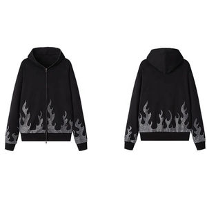 Design personnalisé Vêtements d'hiver Sweats à capuche avec strass à la mode solide motif polaire décontracté à capuche style doublé pour hommes - Product Image 6