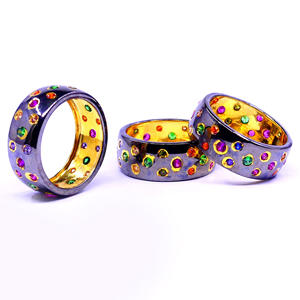 แหวนแต่งงานประดับอัญมณีหลากสีชุบทองและ925เงินสเตอร์ลิงสวมใส่สำหรับผู้หญิงทันสมัย - Product Image 6