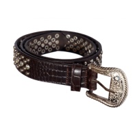 Ceinture cloutée punk avec boucle pyramidale carrée, ceinture en cuir collé avec rivets, ceinture en cuir noir avec rivets à tête ronde, prix de gros