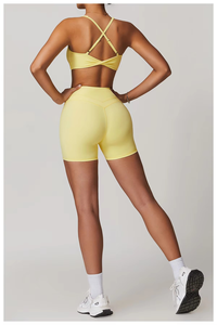 Ropa deportiva personalizada para mujer, conjunto de Fitness para gimnasio, sujetadores deportivos sólidos, camiseta sin mangas, ropa de entrenamiento de Yoga de manga corta, ropa deportiva femenina - Product Image 3