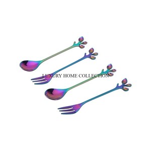 Ensemble de couverts en métal en acier inoxydable avec une apparence élégante et une grande durabilité, parfait pour un usage quotidien et des événements spéciaux - Product Image 4