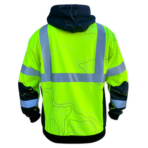 Sublimación de dos toneladas Cinta reflectante Manga larga Bolsillo de canguro Pull Over Sudadera con capucha de seguridad para hombres - Product Image 2
