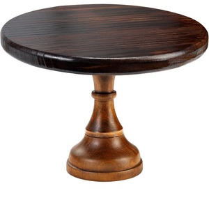 Support à gâteau rond en bois de qualité supérieure pour la décoration d'événements et de fêtes, finition noyer, pour la présentation de gâteaux et de desserts. - Product Image 1