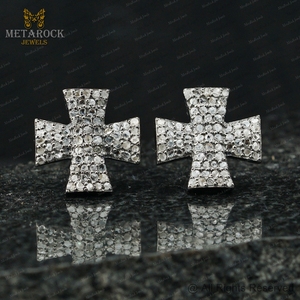 ธรรมชาติปูเพชรออกซิไดซ์925เงินผลักดันกลับดาวต่างหูสตั๊ดที่เรียบง่ายบวกเครื่องประดับขายส่ง - Product Image 2