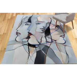 Alfombra con Diseño de Rostro de Mujer Abstracto: Decoración de Arte Moderno, Alfombra Delgada de Tela No Tejida - Product Image 3