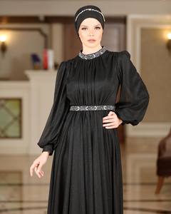 <b>Organza</b> Turkey Beaded <b>Silk</b> Long Sleeve Anti-Wrinkle Handmade Prayer Dubai Abaya - Product Image 3