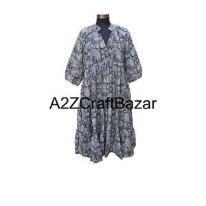 Robe mi-longue florale vintage coréenne Himanshi, coton écologique respirant, coupe confortable, facile à assortir, à porter au quotidien, différentes tailles - Product Image 1