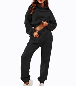 Ensembles de survêtements unisexes d'hiver personnalisés avec logo OEM, joggers superposés et ensembles de sweats à capuche évasés avec mousse 3D pour fermeture éclair, 100 % coton molletonné - Product Image 6