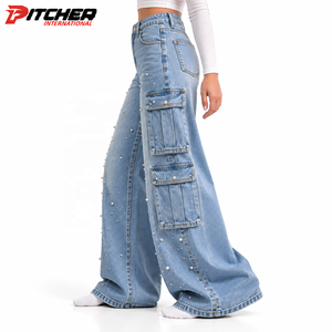 Jeans de Mezclilla de Pierna Ancha para Mujer al por Mayor, Estilo Vintage para Minoristas de Moda Contemporánea, Suministro de Marca Privada - Product Image 2