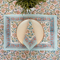 Nappe carrée florale indienne imprimée à la main, 100 % coton pur, écologique, personnalisable, Pinkcity Handloom