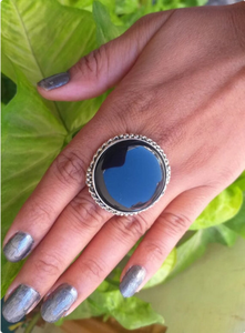 925 Sterling Silver Women's <b>Ring</b> <b>Black</b> <b>Onyx</b> Gemstone Handmade Crystal Bezel Setting Classic Daily Wear Wedding Engagement Gift - Product Image 3