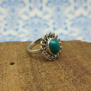 Bague en argent sterling 925 avec pierre de turquoise tibétaine Fournisseur de bijoux en gros de l'Inde - Product Image 2