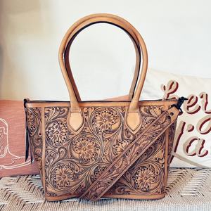 Sac fourre-tout bohème en cuir véritable de qualité supérieure avec fleurs à pompons personnalisables, couleur personnalisable, sac à main multi-usages pour femme, collection automne - Product Image 4