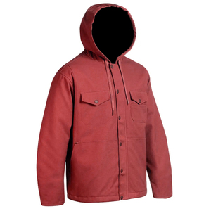 High Quality Winter Men's <b>Canvas</b> <b>Jacket</b> Red Color Long Sleeve Front Pocket Button Closure Windproof Breathable - Product Image 3