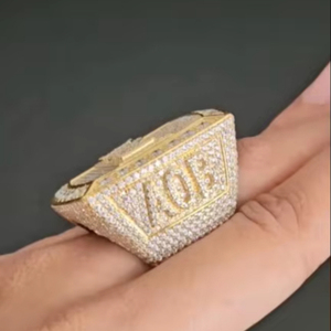 Joyería Hip Hop personalizada DIY estilo Campeonato anillo de diamantes plata 10Kto18K chapado en oro VVS Moissanite hombres anillo de oro - Product Image 6