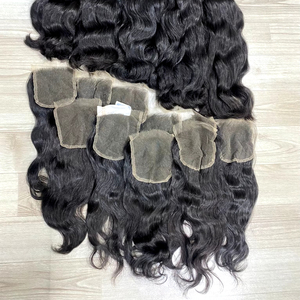 Fermeture ondulée 4x4 HD dentelle unique noeud 100% Extensions de cheveux humains bruts tissage cheveux cuticules alignés prix de gros pour les femmes noires - Product Image 1