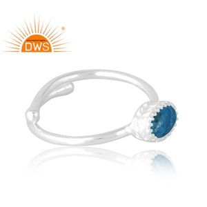 แหวนพลอยอะพาไทต์ทำจากเงินแท้925ขายดีเครื่องประดับตามสั่งของขวัญสำหรับผู้หญิงสำหรับเธอ - Product Image 4