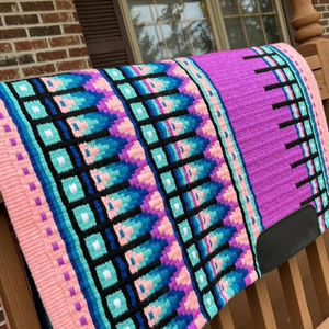 Cómoda manta de sillín de lana para montar a diario en el oeste Rodeo Ranching Trail Adventures con forro de polialgodón - Product Image 1